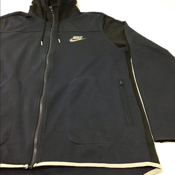 Nike Blue & Black Full Zip Hoodie Long Back Hem Jacket Good Condition Size XL - Picture 4 of 11